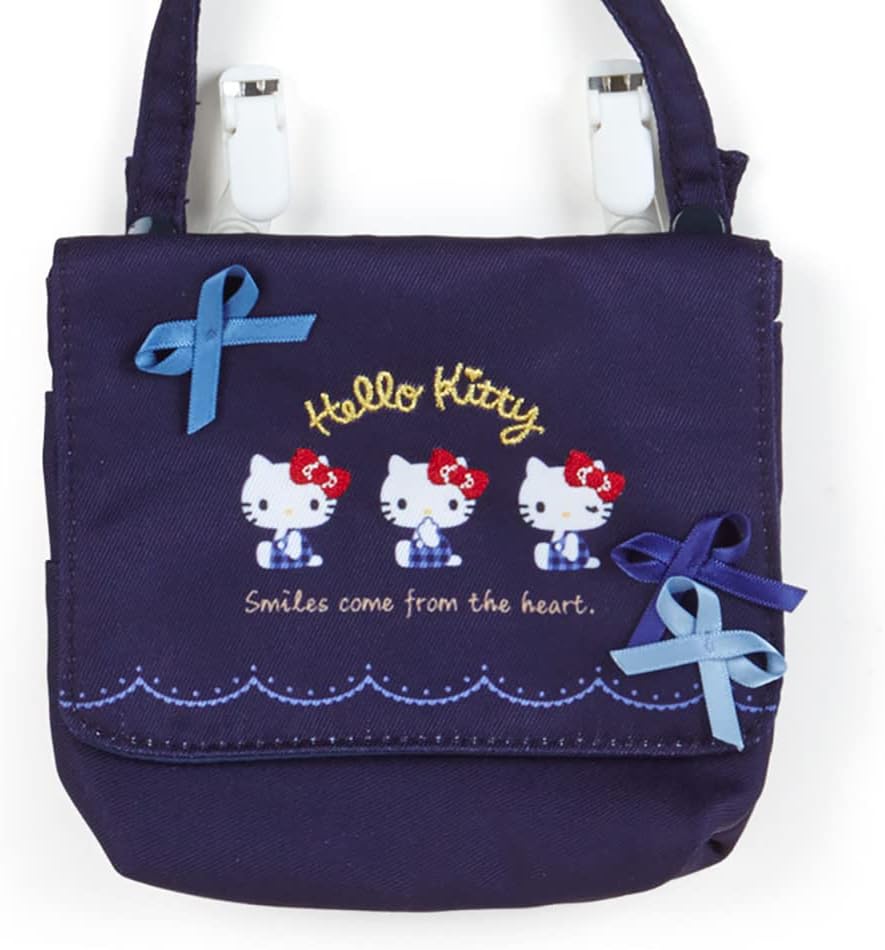Sanrio 938033 Shoulder Pocket Pouch, 3 Pockets, 1 Open Pocket, Clip, Name Space, Navy, Hello Kitty, Hello Kitty, Character, 938033