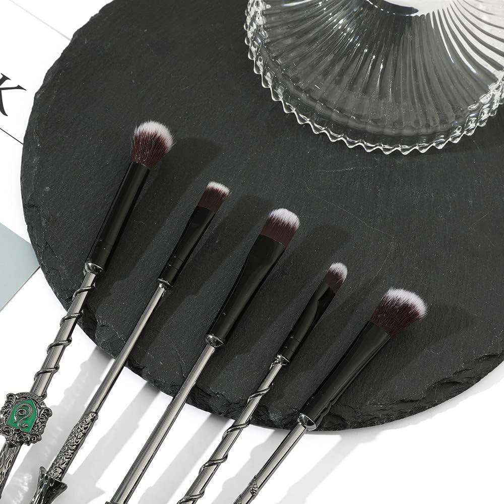 YOVEKAT Harry Potter Wizard Wand Makeup Brush Metal Handle Gift Set Collection 5 Pcs for Halloween Cosplay