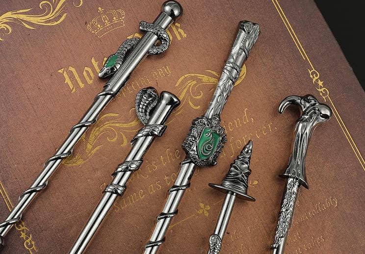 YOVEKAT Harry Potter Wizard Wand Makeup Brush Metal Handle Gift Set Collection 5 Pcs for Halloween Cosplay