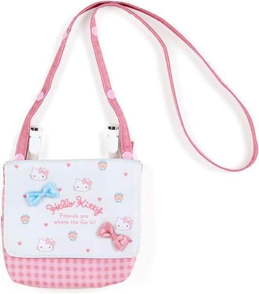 Sanrio 938041 Shoulder Pocket Pouch, 3 Pockets, 1 Open Pocket, Pink, Clip, Name Space, Hello Kitty